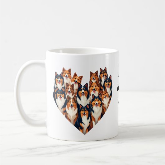 Mug Illustration de Sheltie Heart Shetland Sheepdog (Gauche)