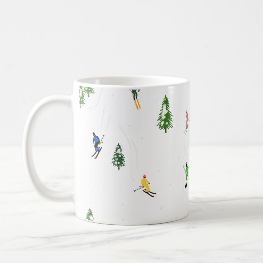 Mug Illustration de skieurs alpins colorés (Gauche)