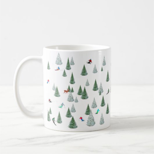 Mug Illustration de skieurs en descente  (Gauche)