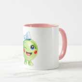 Mug Illustration de smiley vert mignon (Devant droit)