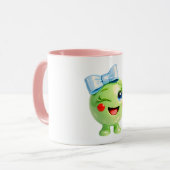 Mug Illustration de smiley vert mignon (Devant gauche)