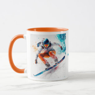 Mug Illustration de snowboarder de nom personnalisé