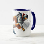 Mug Illustration de snowboarder de nom personnalisé (Devant droit)