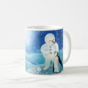 Mug Illustration de Snowman et Penguin
