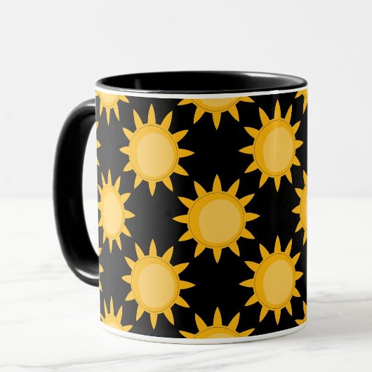 Mug Illustration de soleil brillant sur fond noir moti