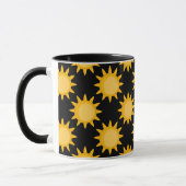 Mug Illustration de soleil brillant sur fond noir moti (Gauche)