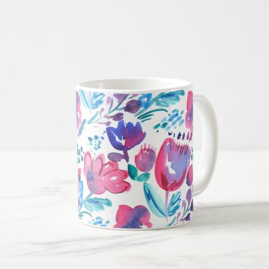 Mug illustration de style boho floral rustique dessiné (Devant droit)