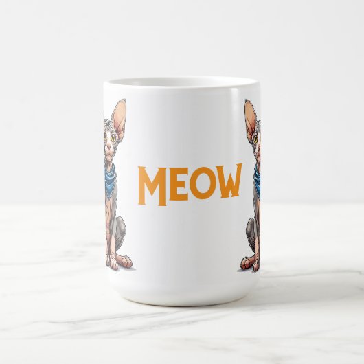 Mug Illustration de style cartoon d'un chat Sphynx (Centre)