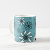 Mug Illustration de stylo et d'encre turquoise et blan (Devant gauche)