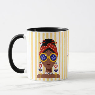 Mug Illustration de tête de femme colorée sur affiche 