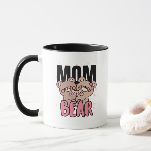 Mug Illustration de texte Ourson maman mignon (Avec donut)