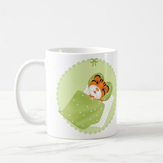 Mug Illustration de tigre au lit impression enfantine (Gauche)