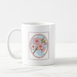 Mug Illustration de timbre-poste à fleurs de cerisier