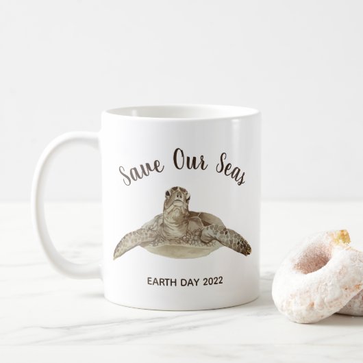 Mug Illustration de tortue marine Eco Message 20xx per (Avec donut)