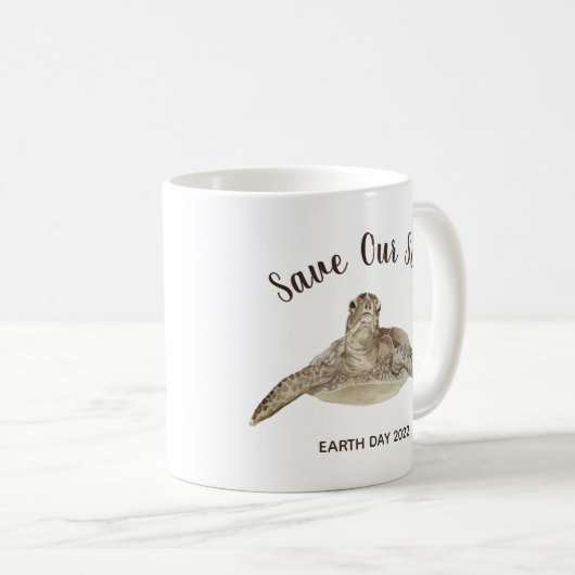 Mug Illustration de tortue marine Eco Message 20xx per (Devant droit)