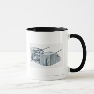 Mug Illustration de tourelle d'arme à feu sur un