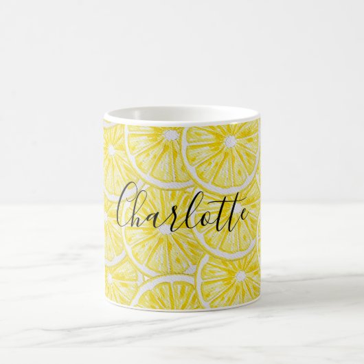 Mug Illustration de tranches de citron motif aquarelle (Centre)