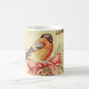 Mug Illustration de vacances d'oiseaux de pin vintage