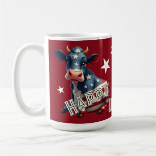 Mug Illustration de vache au drapeau américain patriot