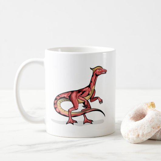 Mug Illustration De Velociraptor. (Avec donut)