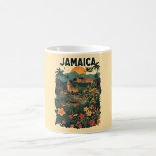 Mug Illustration de voyage à la Jamaïque de style vint
