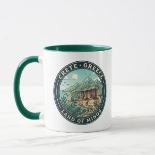 Mug Illustration de voyage de Crète Grèce Badge d'art