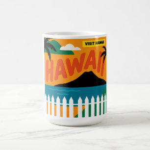 Mug Illustration de voyage des îles hawaïennes rétro v
