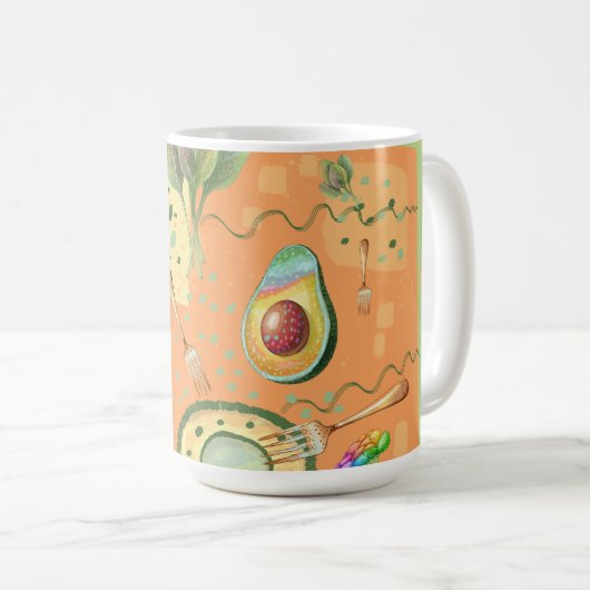 Mug illustration des aliments sains (Devant droit)