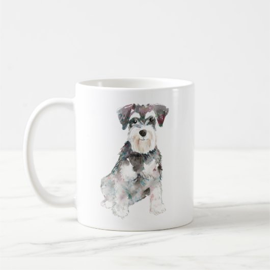 Mug Illustration des aquarelles de chien Schnauzer min (Gauche)