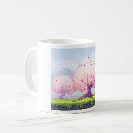 Mug Illustration des arbres roses (Devant gauche)
