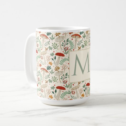 Mug Illustration des champignons et des Feuilles de la (Devant gauche)