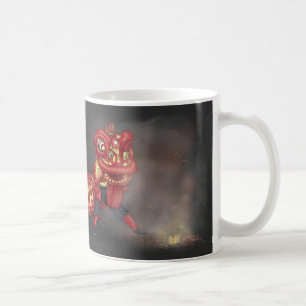 Mug Illustration des danseurs de lions chinois Firecra