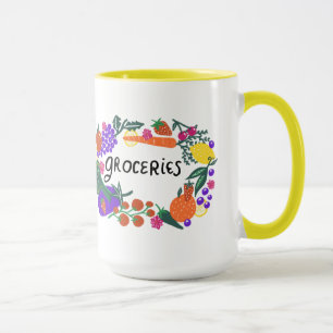 Mug Illustration des fruits et des épiceries Légumes