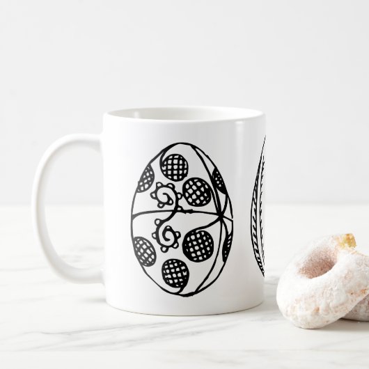 Mug Illustration des oeufs de Pâques fantaisistes à tr (Avec donut)