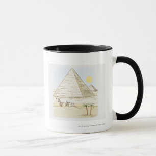 Mug Illustration des pyramides et des hommes avec des
