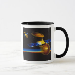 Mug Illustration des satellites au-dessus de l'horizon