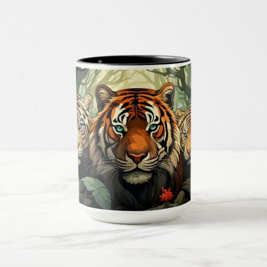 Mug Illustration des tigres monogrammes personnalisés (Centre)
