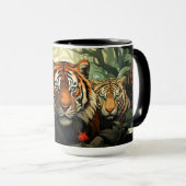 Mug Illustration des tigres monogrammes personnalisés (Devant droit)