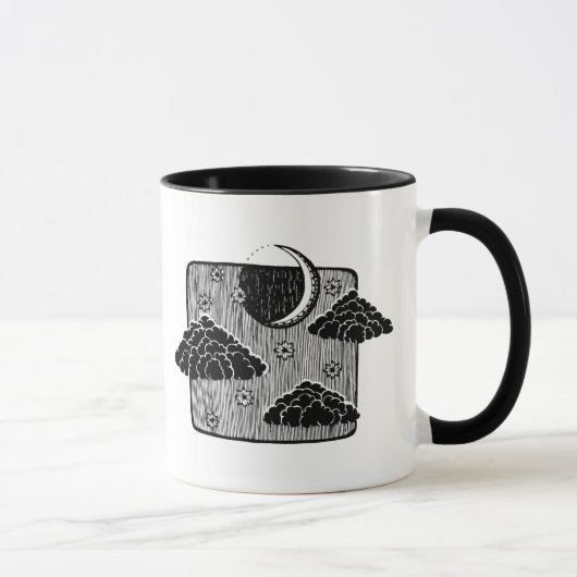 Mug Illustration dessinée à la main du ciel nocturne a (Droite)
