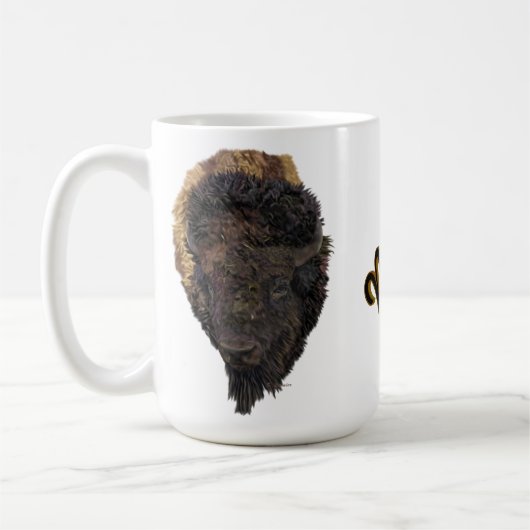 Mug Illustration détaillée d'une tête de bison d'Améri (Gauche)