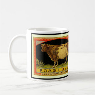 Mug Illustration d'étiquette de boeuf rôti vintage - M