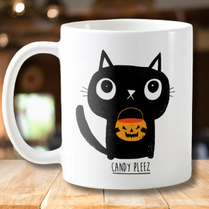 Mug Illustration d'Halloween de chat noir mignon Candy