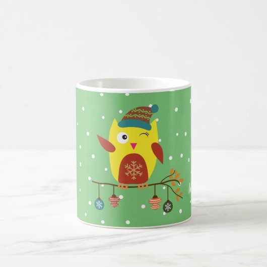 Mug Illustration d'hiver de la chouette de Noël person (Centre)