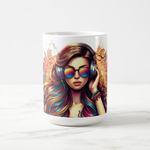 Mug Illustration Dj Girl Vibrant