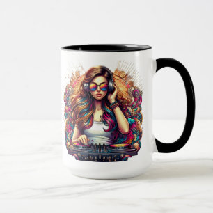 Mug Illustration Dj Girl Vibrant