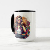 Mug Illustration Dj Girl Vibrant (Devant gauche)