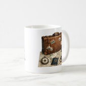 Mug Illustration d'objets essentiels de voyage vintage (Devant droit)