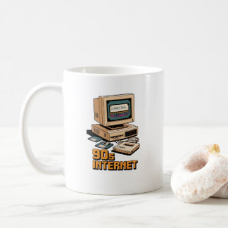 Mug Illustration d'ordinateur vintage d'Internet rétro