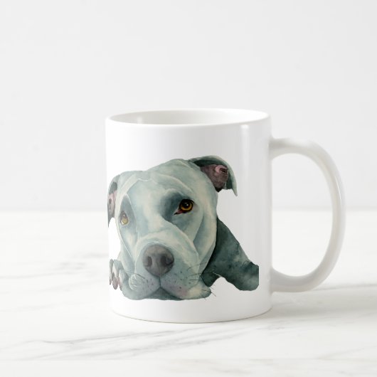 Mug Illustration douce d'aquarelle de chien de pitbull (Droite)