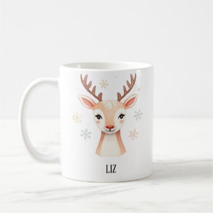 Mug Illustration Douce de Renne Art de Noël Délicat